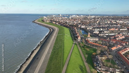 Wallpaper Mural A captivating aerial drone video of Den Helder showcases the city's stunning coastal location and breathtaking scenery from above. Torontodigital.ca