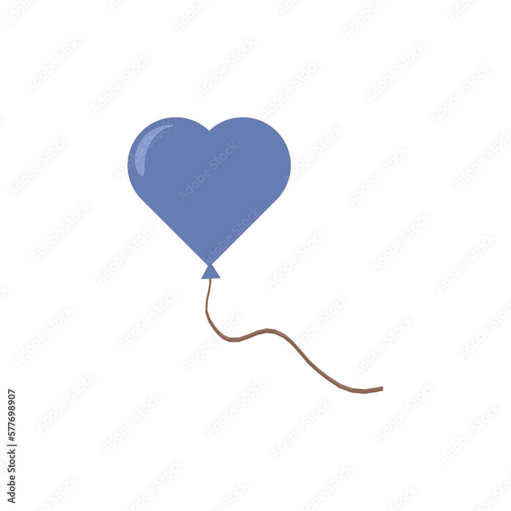 Hand drawn blue ballon. Vector doodle sketch illustration isolated on white background. Heart.