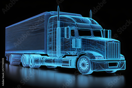 Xray Truck with a trailer on abstract elegant dark background