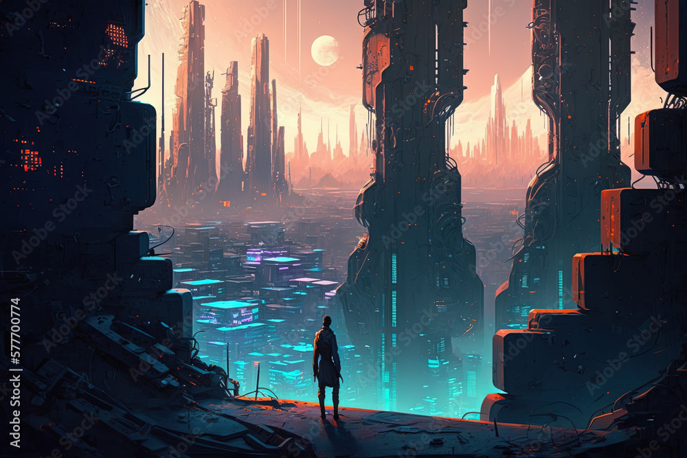 Futuristic sci-fi city 