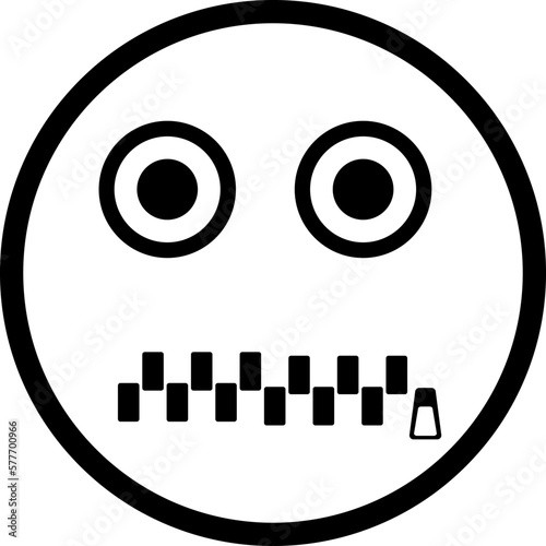 Vector image of a face icon on which a zipper is depicted instead of a mouth (means - a mouth to the lock or be silent)