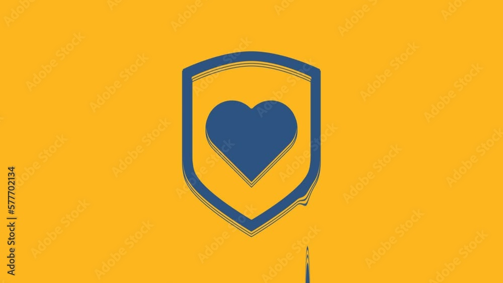 Blue Heart with shield icon isolated on orange background. Love symbol. Security, safety, protection, protect concept. Valentines day. 4K Video motion graphic animation Blue Heart with shield icon isolated on orange background. Love symbol. Security, safety, protection, protect concept. Valentines day. 4K Video motion graphic animation