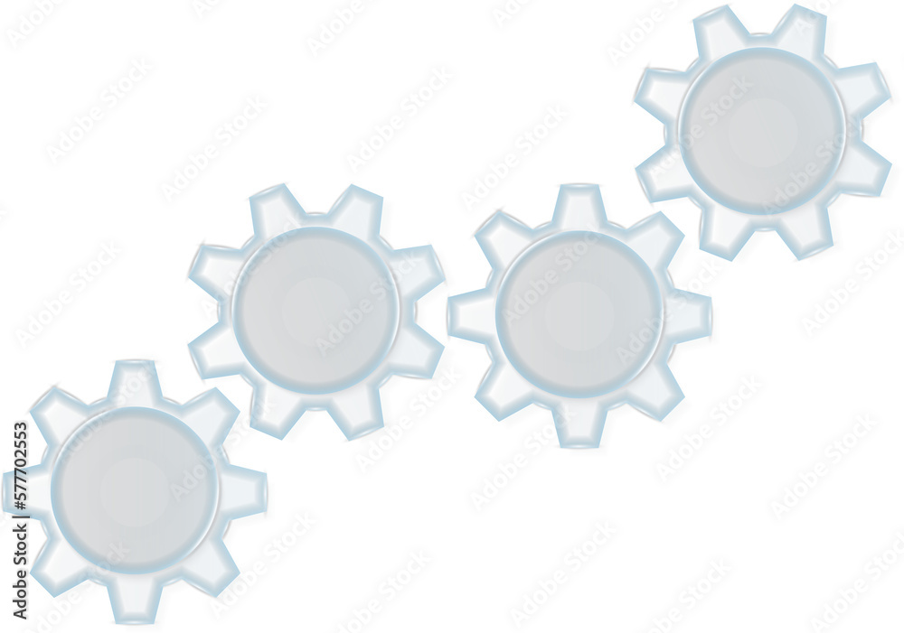Transparent glass infographic UI template gear wheel labels Transparent glass infographic UI template gear wheel labels