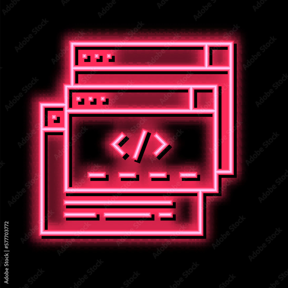 code windows neon glow icon illustration