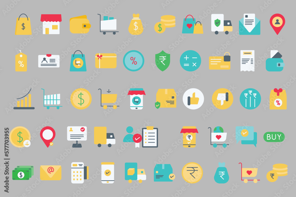 e-commerce icon pack with color e-commerce icon pack with color