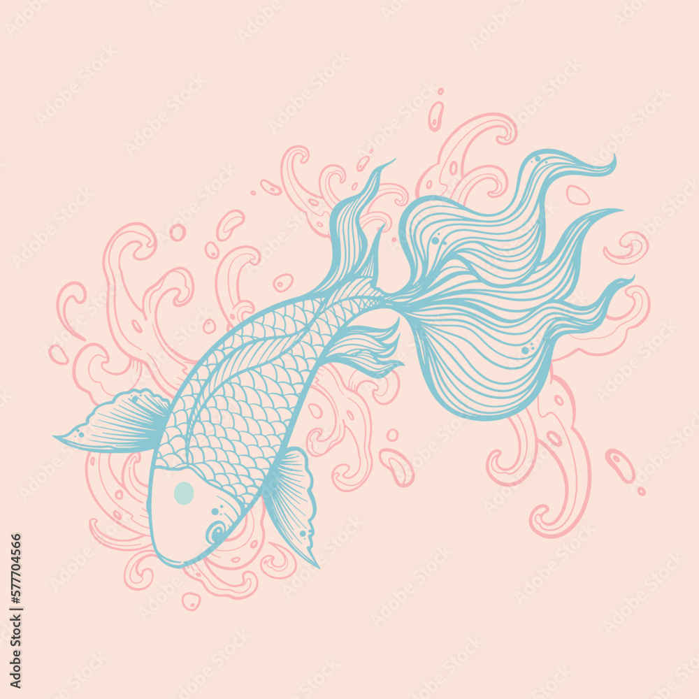 tattoo koi fish on white background tattoo koi fish on white background