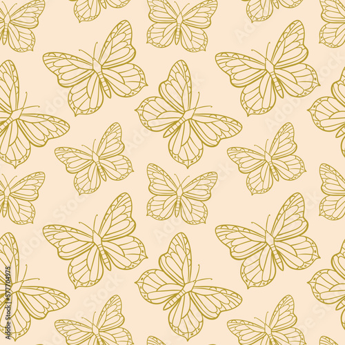 Pattern with butterflies. Seamless pattern. Can be used to fill the background of a web page, textile, wrapping paper. Vector