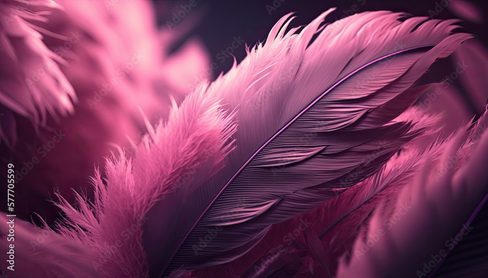 Obraz premium pink feather on dark background generative ai