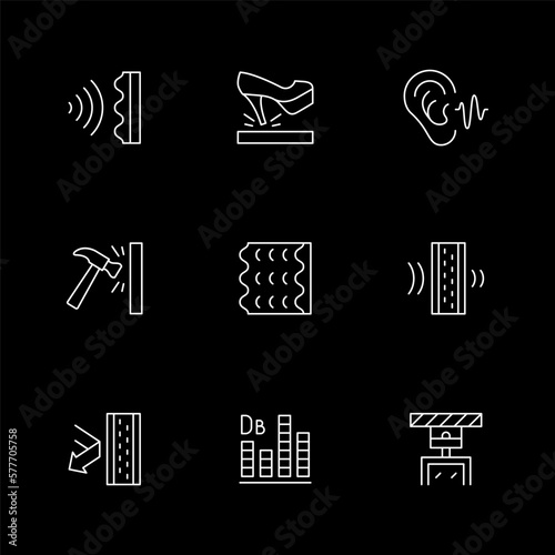 Set line icons of soundproofing