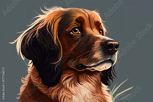 illustration of dog, faithful blic, brown fur photo