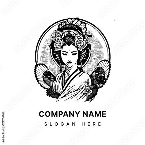 Japanese geisha logo is a traditional symbol of beauty, elegance, and grace. It is often used in products related to beauty and luxury