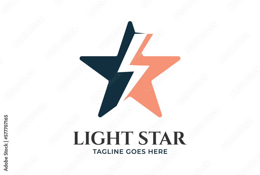 Modern Simple Minimalist Star with Thunder Light Power Energy Logo Modern Simple Minimalist Star with Thunder Light Power Energy Logo