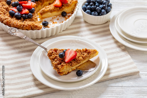 cinnamon baked french toast pie with berries
