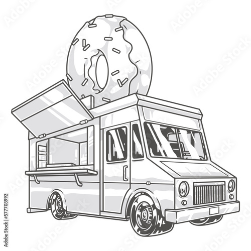 Donuts food truck monochrome label