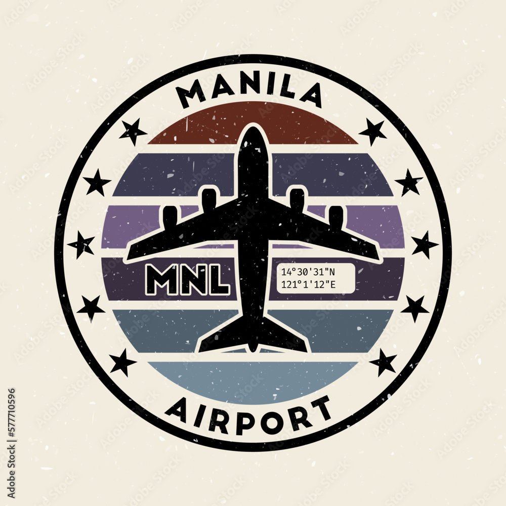 Manila Airport Insignia Round Badge With Vintage Stripes Airplane manila-airport-insignia-round-badge-with-vintage-stripes-airplane
