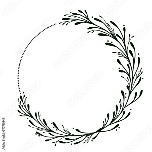 Floral wreath with leaves and branches. Decorative elements for wedding design  rustic styles.