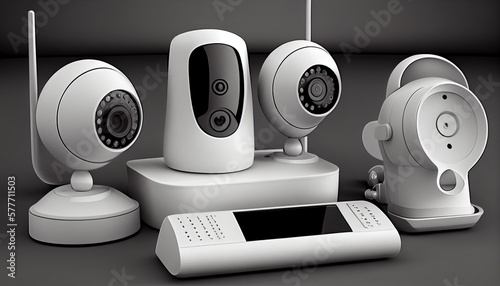 A home security system with cameras and motion sensors generated by AI photo