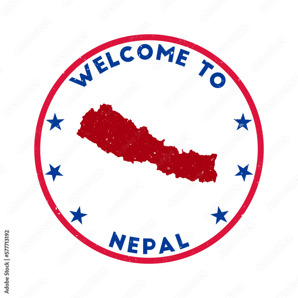 Welcome to Nepal stamp. Grunge country round stamp with texture in cobalt blue color theme. Vintage style geometric Nepal seal. Captivating vector illustration. Welcome to Nepal stamp. Grunge country round stamp with texture in cobalt blue color theme. Vintage style geometric Nepal seal. Captivating vector illustration.
