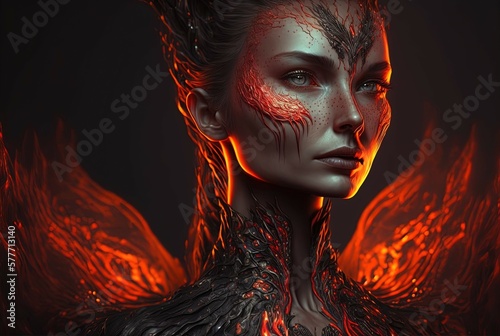 Fényképezés Goddess of Fire in Glow-coal Fress