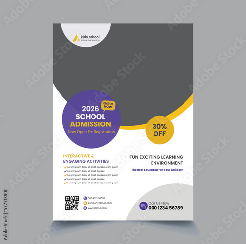 kids admission flyer design template