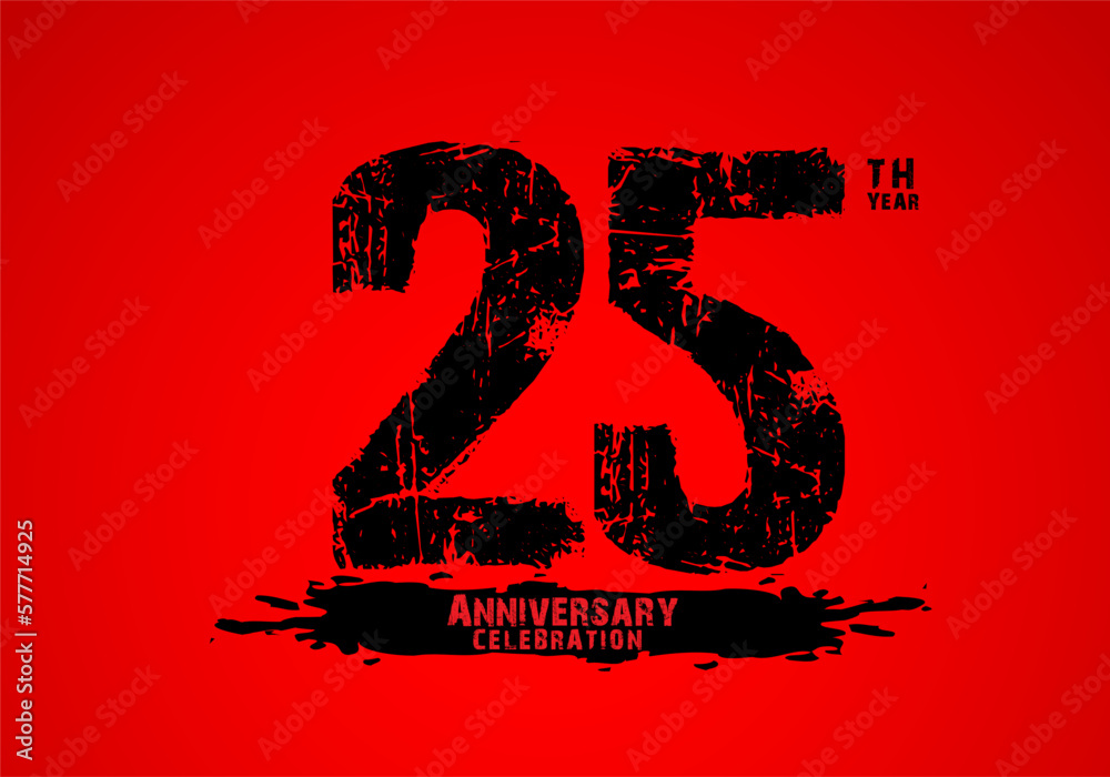 25 years anniversary celebration logotype on red background, 25th ...