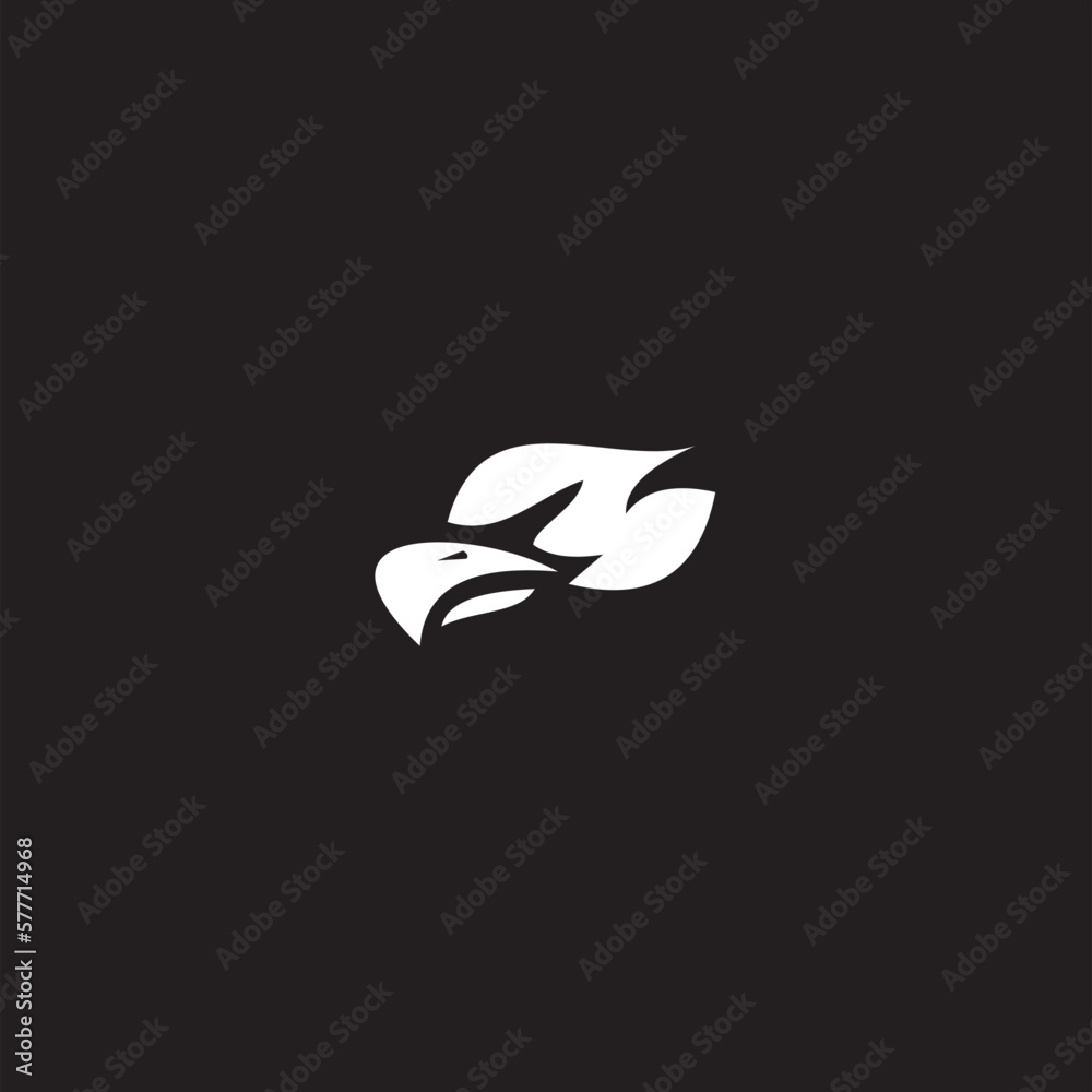 Eagle logo. The logo is made with an eagle with outstretched wings incorporated into the design. Color is white . Eagle logo. The logo is made with an eagle with outstretched wings incorporated into the design. Color is white .