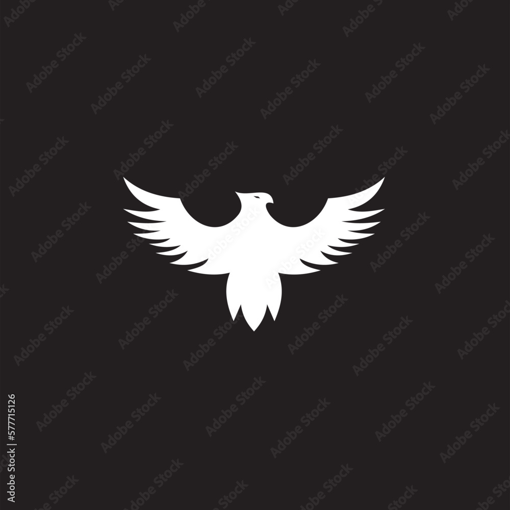 Fototapeta premium Eagle logo. The logo is made with an eagle with outstretched wings incorporated into the design. Color is white .
