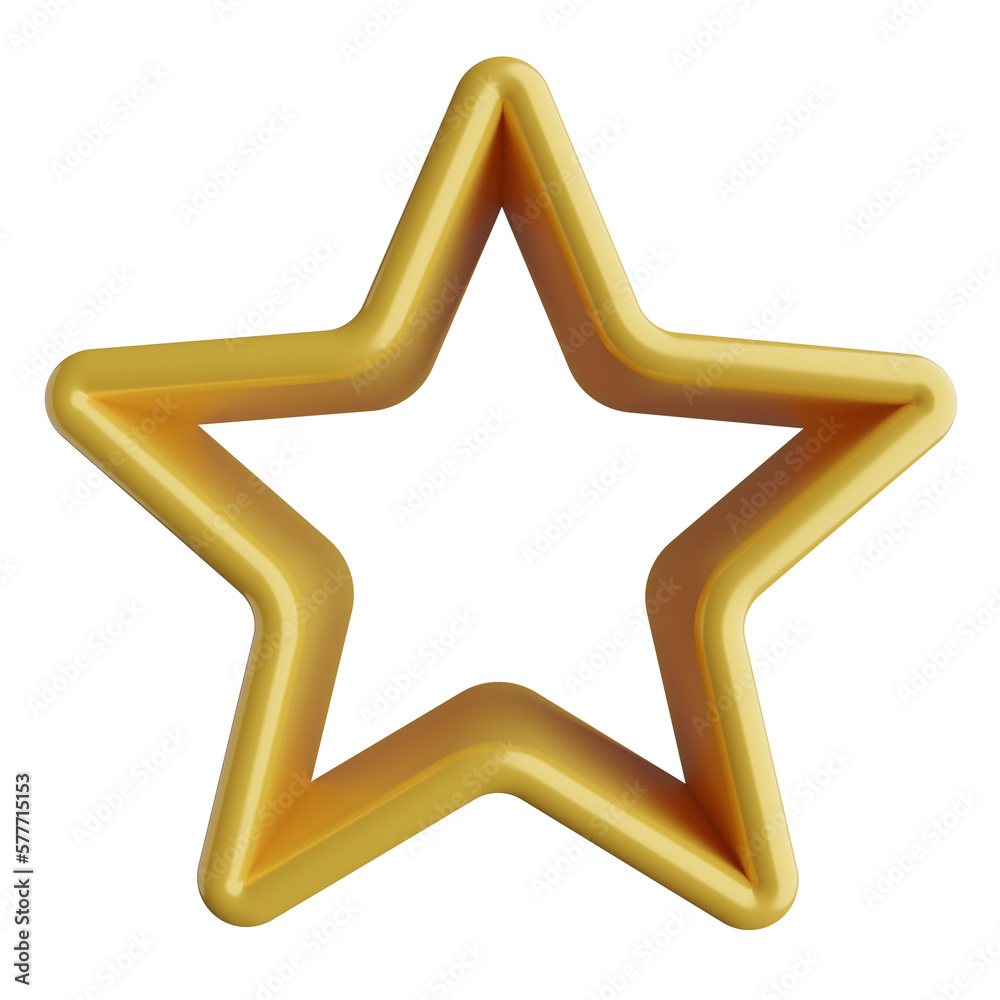 Star icon in cartoon style,plastic volumetric yellow star,3d illustration Star icon in cartoon style,plastic volumetric yellow star,3d illustration