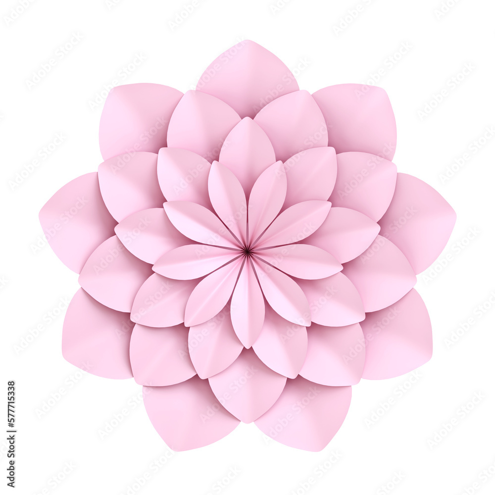 Fototapeta premium Paper origami flower. White lotus cut from paper. Wedding decorations. Decorative bridal bouquet, isolated floral design elements. Greeting card template. 
