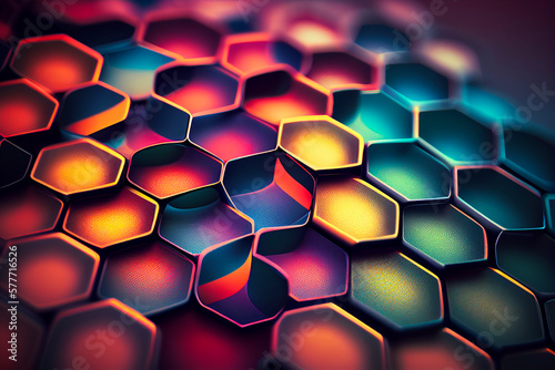 Abstract toned colorful hexagon background. Generative AI
