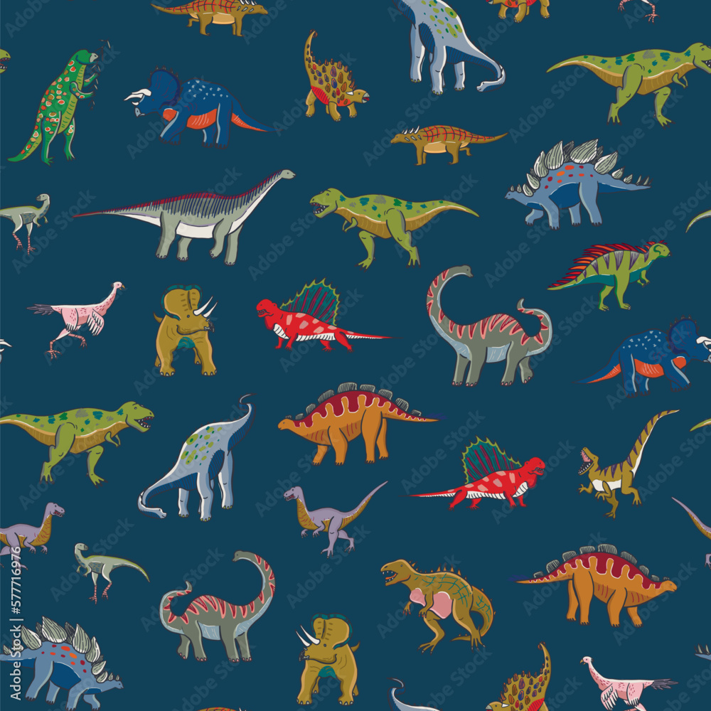Dinosaur doodle vector seamless pattern. Dinosaur doodle vector seamless pattern.