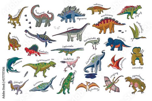 Dinosaur alphabet poster vector illustrations set. © GooseFrol