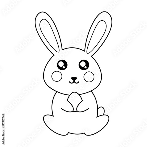Coloring page rabbit holding an egg in its paws