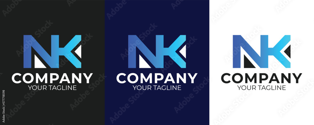 NK letter clean modern and minimalist logo brand identity design NK letter clean modern and minimalist logo brand identity design