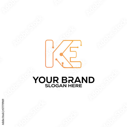 Creative letter KE Logo Design Vector Template. Initial Letter KE Logo Design