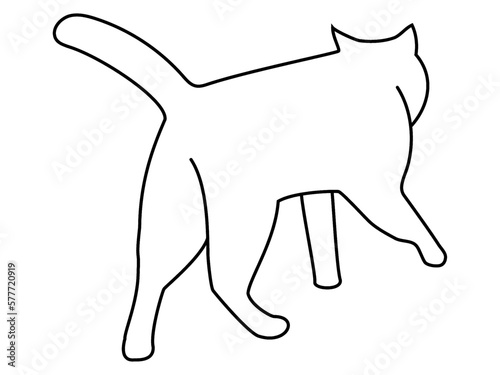 向こうに歩いていく猫のシルエット（白）