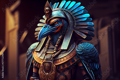 Beautiful abstract Egyptian God Osiris background. Generative AI technology. photo