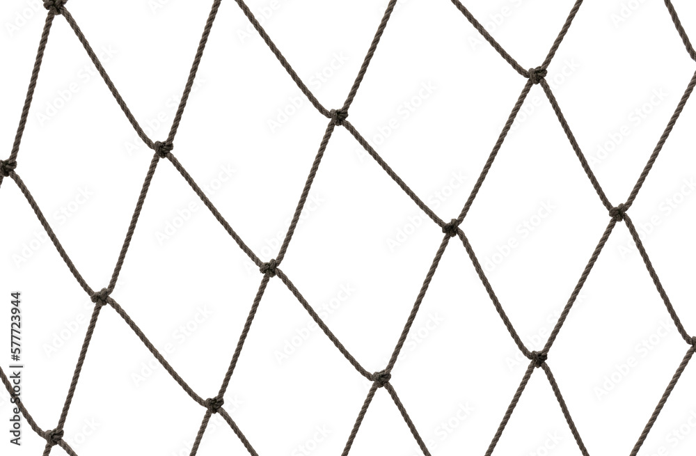 Football or tennis net. Rope mesh on a white background close-up