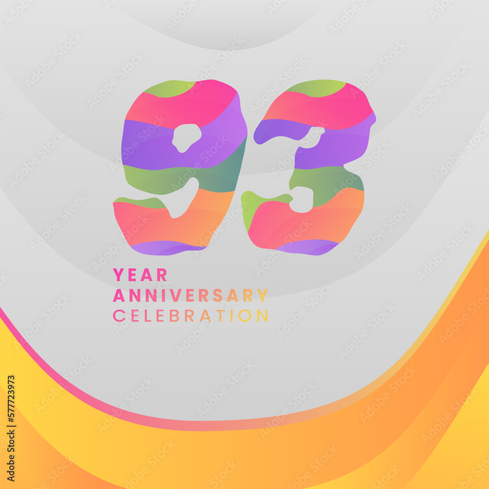 93 Years Annyversary Celebration. Abstract numbers with colorful templates. eps 10. 93 Years Annyversary Celebration. Abstract numbers with colorful templates. eps 10.