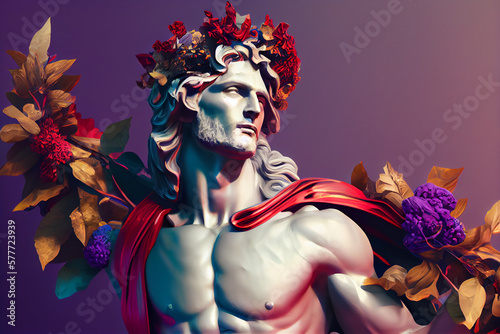 Beautiful abstract Olympian God Dionysus background. Generative AI technology. photo