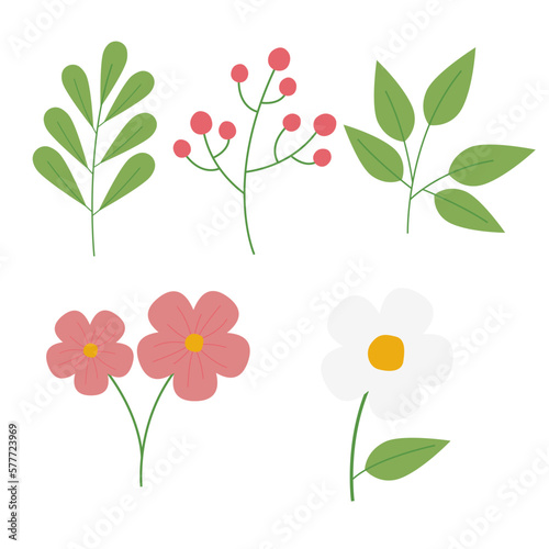 Wallpaper Mural vector spring elements collection. flowers and bees Torontodigital.ca