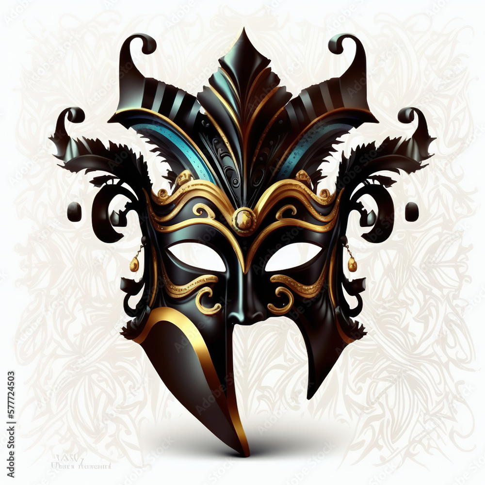 Elegant Venetian Carnival Mask in Black Vector Illustration Elegant Venetian Carnival Mask in Black Vector Illustration