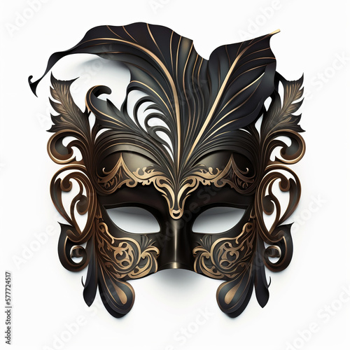 Elegant Venetian Carnival Mask in Black Vector Illustration