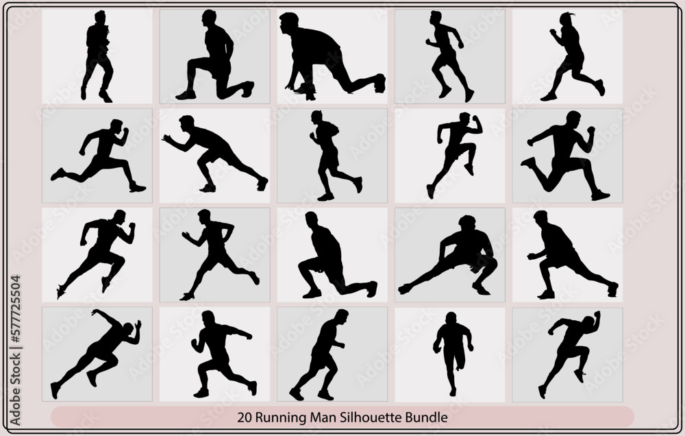 Set running silhouettes.Run.Running men and women,Runner. Vector silhouette,Running men, set of vector silhouettes