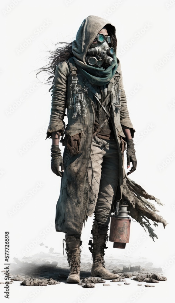 Fototapeta premium Stalker from wasteland, nuclear war survival human