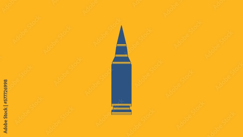 Blue Bullet icon isolated on orange background. 4K Video motion graphic animation Blue Bullet icon isolated on orange background. 4K Video motion graphic animation