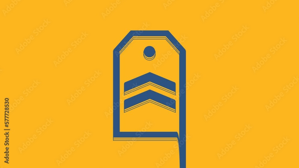 Blue Chevron icon isolated on orange background. Military badge sign. 4K Video motion graphic animation Blue Chevron icon isolated on orange background. Military badge sign. 4K Video motion graphic animation