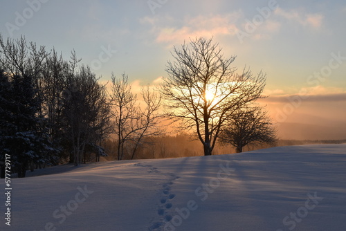 A sunrise on a cold morning, Sainte-Apolline, Québec, Canada © Claude Laprise