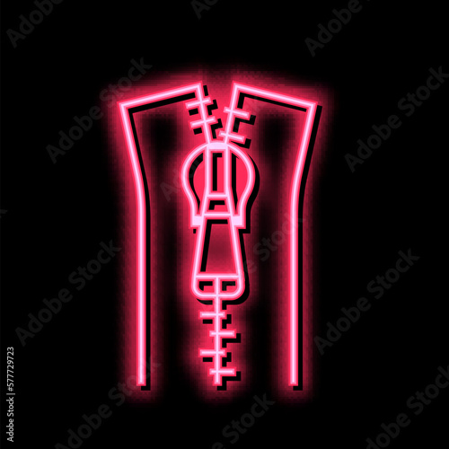 zipper accessory neon glow icon illustration