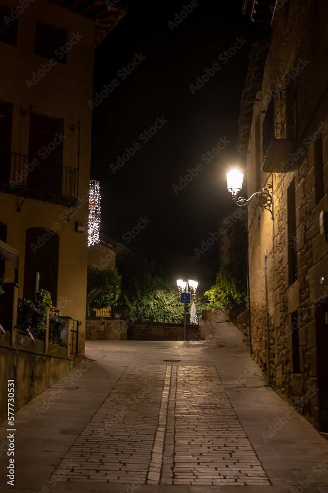 Small village Elsiego in Rioja valley at night